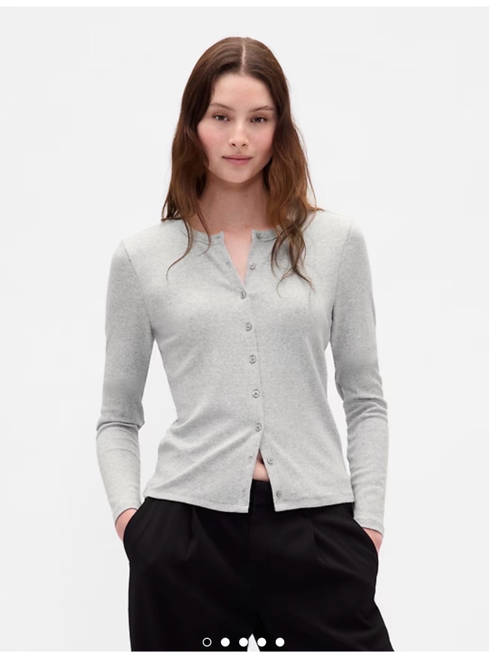 NEW - GAP Light heather gray Button-Front Long Sleeve Cardigan - Picture 1 of 7